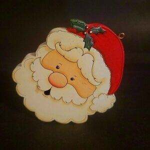 Wooden Hand Painted Santa Ornament